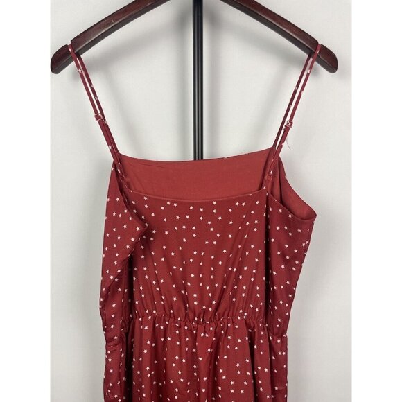 Lovers + Friends Rust Red Basil Mini Star Novelty Print Ruffle Hem Dress Size M - Picture 7 of 8